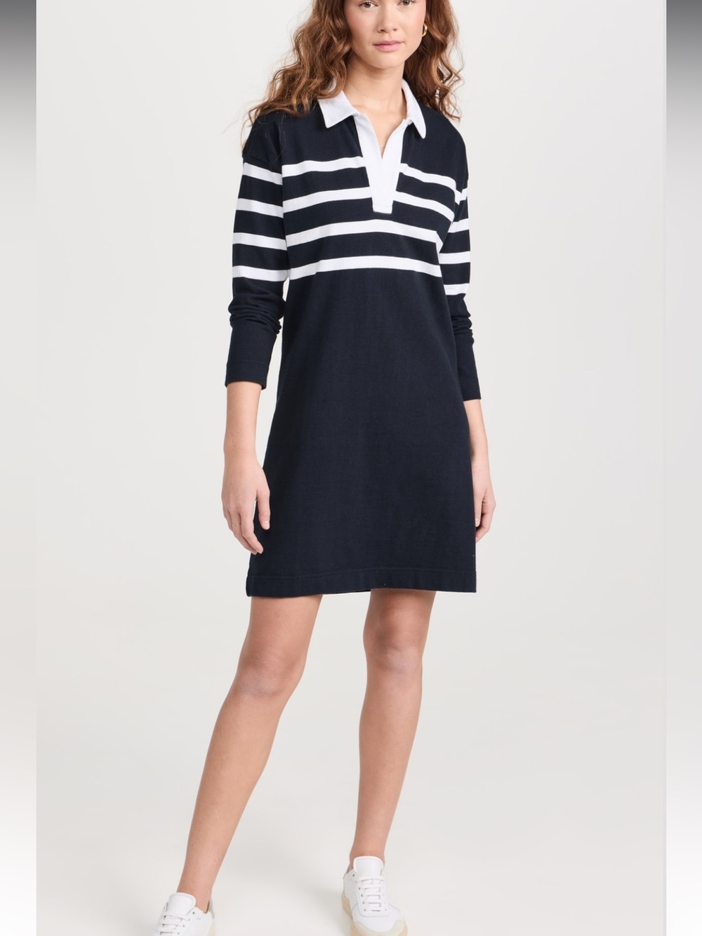 Faherty rugby jersey striped dress navy white size medium